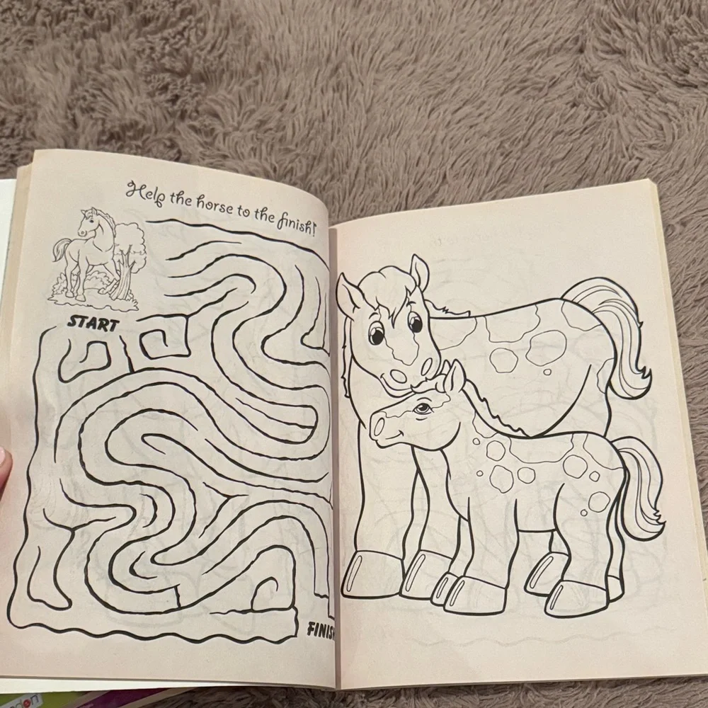 Set of 3 Giant Coloring & Activity Book Set - Pony Horse, Kitten, Puppies